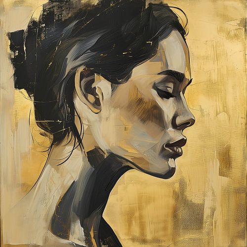 Portrait de femme : ombre et or