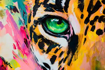 Kleurrijke jaguarogen - Levendige kleuren van Poster Art Shop