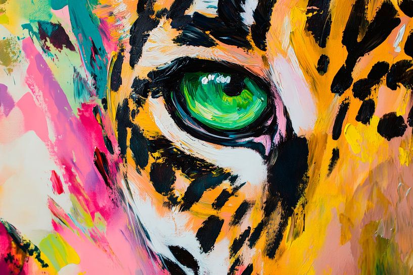 Bunter Jaguaraugenblick – Lebendige Farben von Poster Art Shop