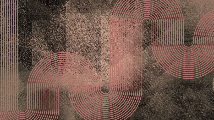 Japandi Modern Abstract Geometric Organic Line Curve Earth Colours by Mad Dog Art