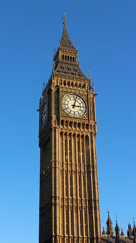 Big Ben with a tight blue sky, London, England