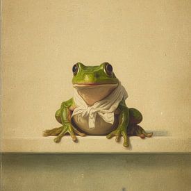 Grenouille avec un nœud blanc sur But First Framing