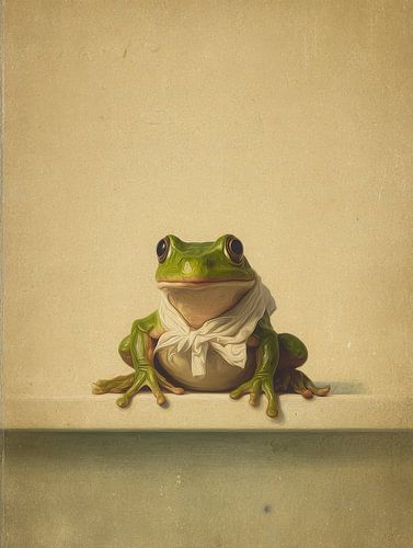 Frosch mit weißer Schleife von But First Framing