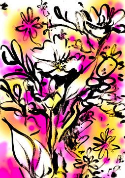 Kleurrijke Bloemen boeket- Illustratief van Dominique Bonne