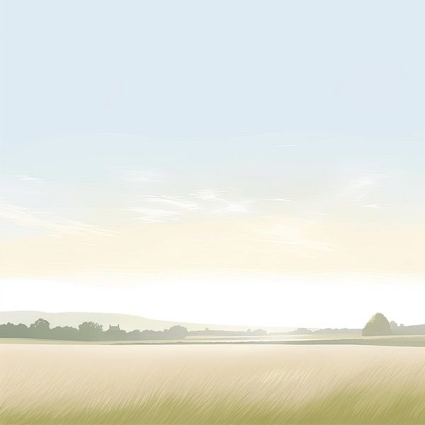 Beige Painting Quiet Serenade | Landscape painting by Eye catching paintings