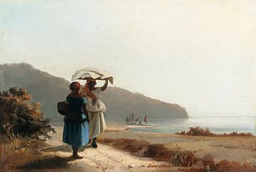 Zwei Frauen, die sich am Meer unterhalten, St. Thomas (1856) von Camille Pissarro. von Studio POPPY