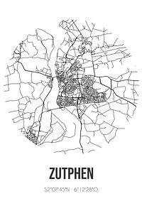 Zutphen (Gelderland) | Map | Black and white by Rezona
