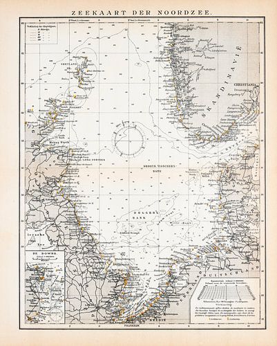 North Sea, sea chart. Vintage map ca. 1900 by Studio Wunderkammer