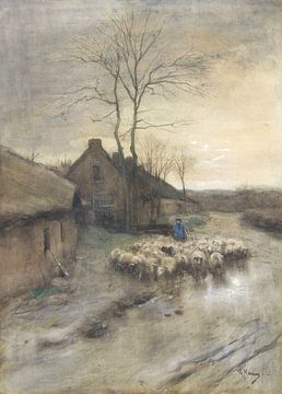 Herder met schapen in 't Gooi, Anton Mauve