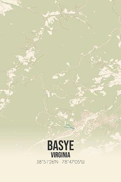 Vintage landkaart van Basye (Virginia), USA. van MijnStadsPoster