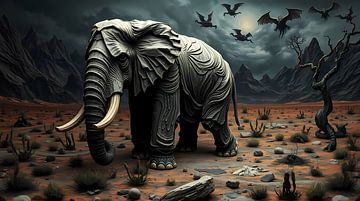 Olifant op buitenaardse planeet van Linda de Klein