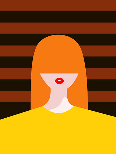 Fiery beauty in retro shades – an expressive portrait of a woman with orange hair