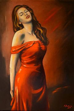Beautiful Lady in Red Dress by Marita Zacharias