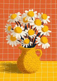 Gouache bloemen in gele vaas van Niklas Maximilian