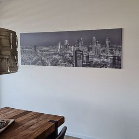 Customer photo: Panorama of Rotterdam skyline at night by PJS foto, on canvas