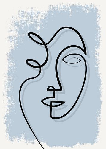 Portrait/tracé de ligne bleu