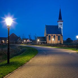 Church den Horn during the blue hour. by Justin Sinner Pictures ( Fotograaf op Texel)
