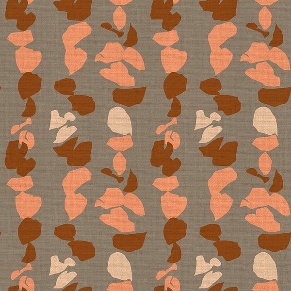 Terracotta and coral flowers. 70s Retro Pattern in Warm Tones by Dina Dankers