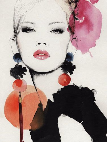 Modern portrait in watercolour by Carla Van Iersel