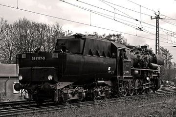 Locomotive à vapeur série 52 - noir et blanc
