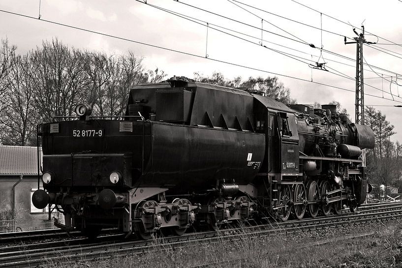 Steam locomotive class 52 - black and white - by Frank Herrmann