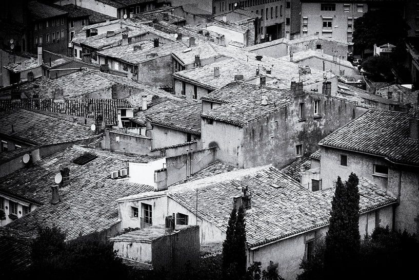 Frankrijk | De daken van een Frans dorpje in Zwart Wit | Reisfotografie van Diana van Neck Photography