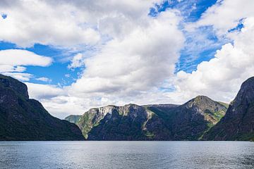 Uitzicht over de Aurlandsfjord in Noorwegen van Rico Ködder