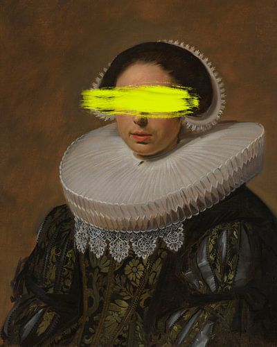 Portret van een vrouw, origineel (1635) van Frans Hals