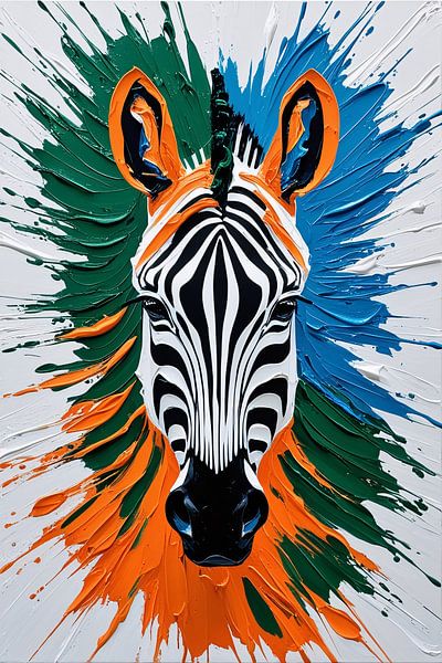 Abstract zebra schilderij met kleur van Art & Soul Creations