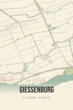 Vintage map of Giessenburg (South Holland) by Rezona