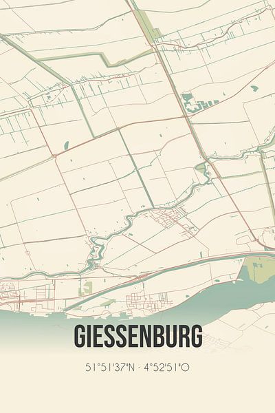Vintage map of Giessenburg (South Holland) by Prints of Place