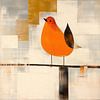 Oranje Dier | Vogel op Tak van ARTEO Schilderijen