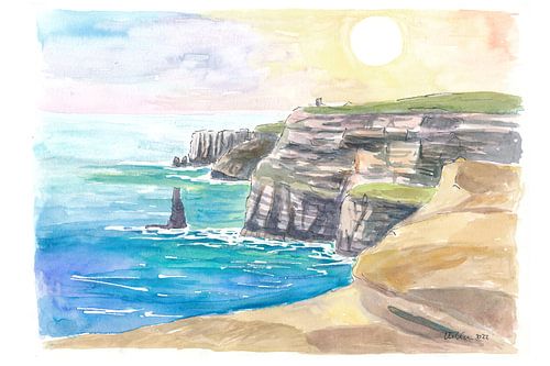 Küstenlinie der Cliffs of Moher in Irland mit dem Atlantischen Ozean