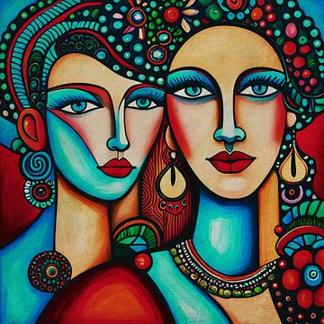 Twin sisters looking straight at you no.1 by Jan Keteleer