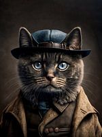 Portrait Cat in Peaky Blinders style