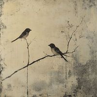 Minimalistische Vogels in Japandi Wabi-Sabi Stijl