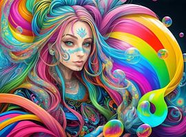 Die Frau mit den Tattoos im Gesicht V von DeVerviersBelgium