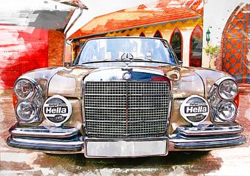 Voiture ancienne Mercedes Benz (peinture à l'aquarelle).