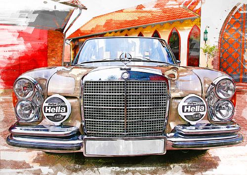 Mercedes Benz Oldtimer (Aquarellfarbe).