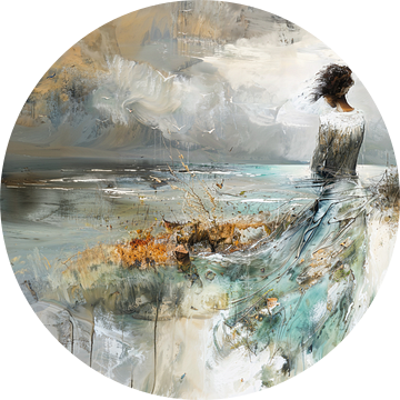 Vrouwen Schilderij Zee | Serenity by the Seashore