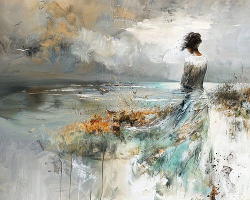 Women's Painting Sea | Serenity by the Seashore by Eye catching paintings