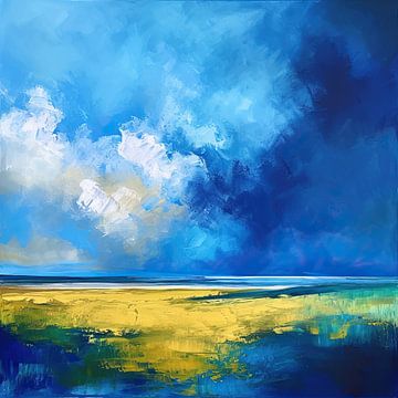 Abstrakte Landschaft Blau | Electric Azure von Kunst Laune