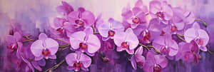 Lila Orchideenblüten mit Ölfarben bemalt, Kunst Design