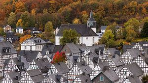 La ville historique à colombages de Freudenberg, située dans la région allemande du Siegerland, en Rhénanie-du-Nord-Westphalie