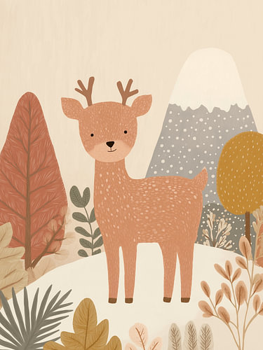 Little Deer in the Mountains – Woodland Nursery Art