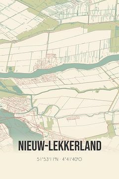 Vintage map of Nieuw-Lekkerland (South Holland) by Rezona