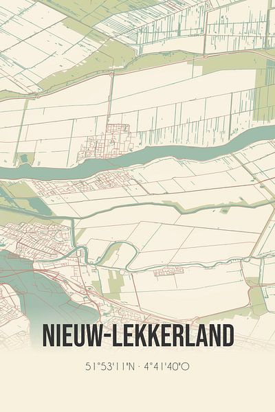 Vintage map of Nieuw-Lekkerland (South Holland) by Prints of Place