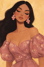 Floral Dress Portrait Poster – Romantic, Feminine Wall Art by DesignDoodle