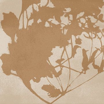 Ochre abstract wabi-sabi botanical art I by Dina Dankers