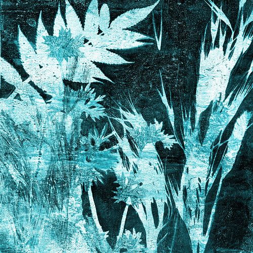 botanische variëteit van bladeren in blauw